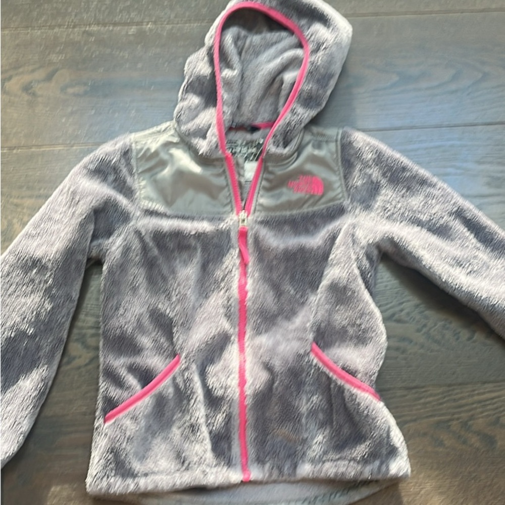 North face  Gray and Pink Fleece Hoodie